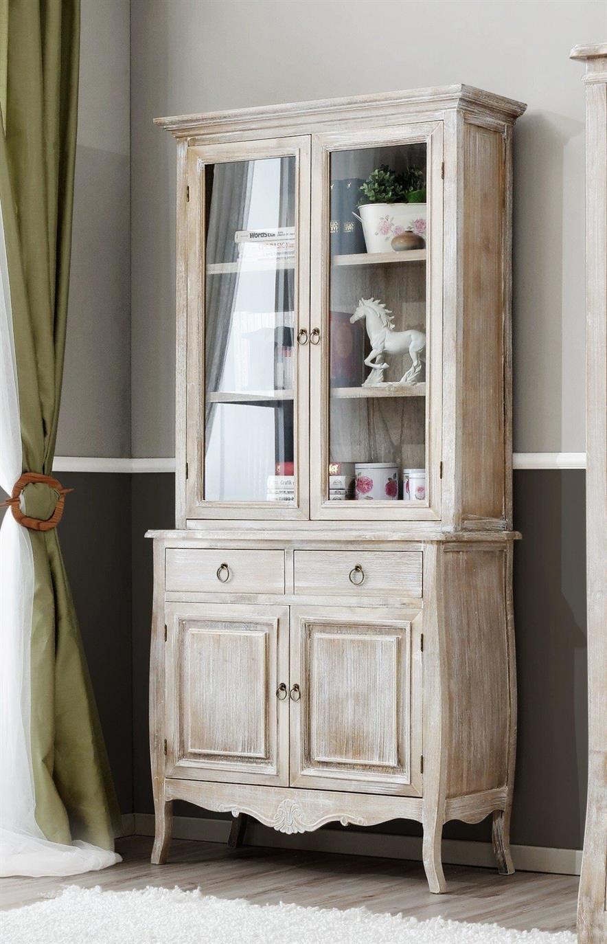 Vitrina cu Picioare Sculptate din Lemn de Paulownia Livin Hill