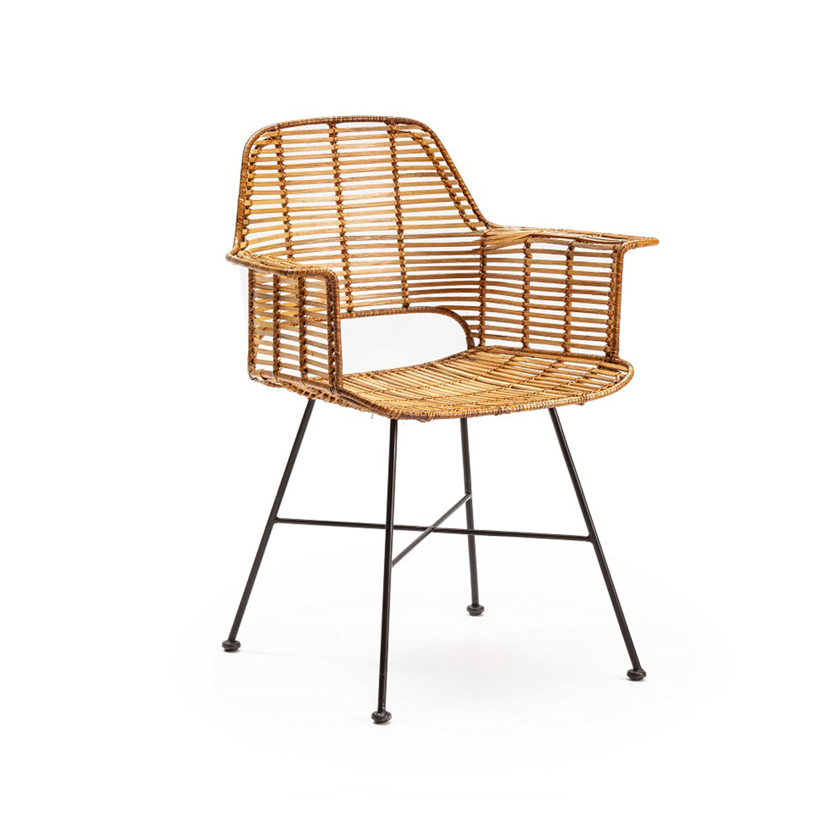 Scaun din Ratan Picioare Negre Thai Natura