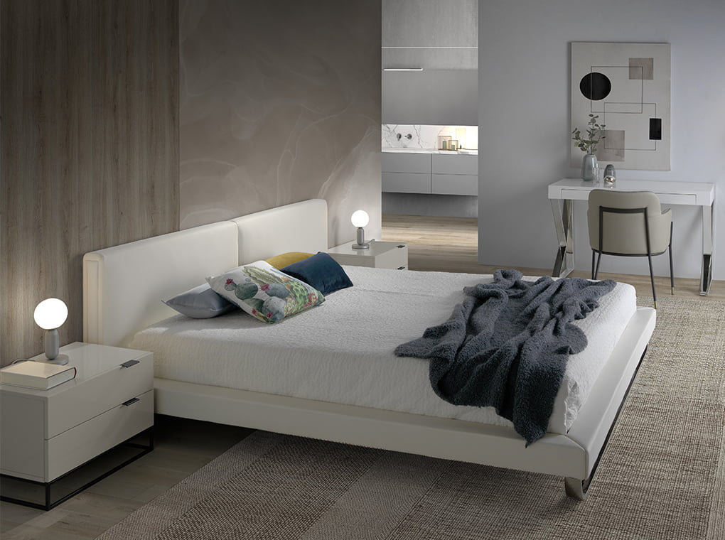 Birou alb din MDF si Otel cu Sertare si Suport Metalic Angel Cerda