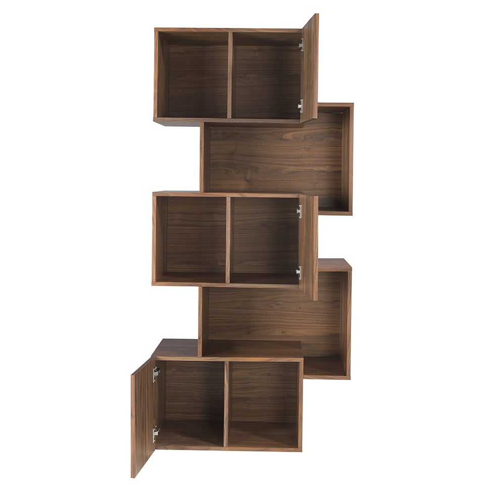 Biblioteca cu Rafturi Neregulate din Lemn de Nuc cu Usi Angel Cerda