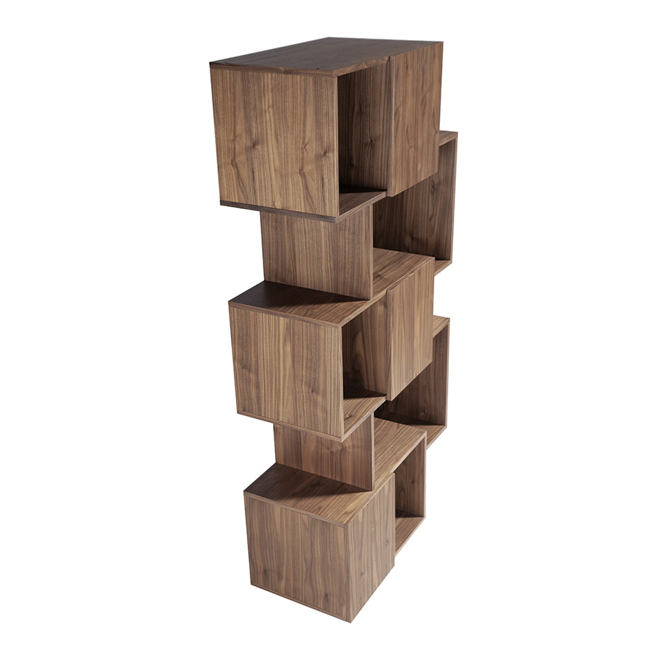 Biblioteca cu Rafturi Neregulate din Lemn de Nuc cu Usi Angel Cerda