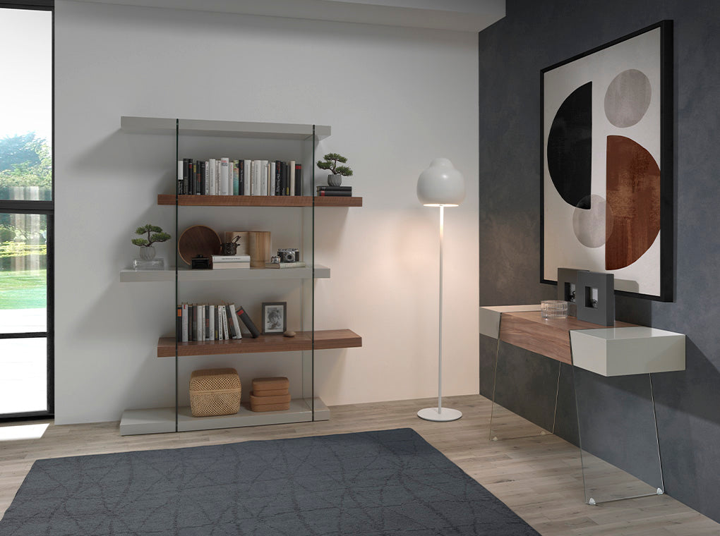 Biblioteca din Lemn de Nuc si Sticla cu Design Modern Angel Cerda