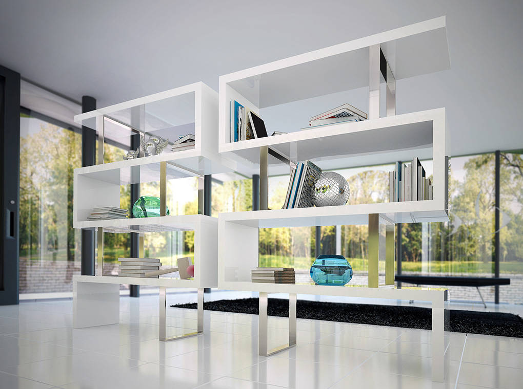 Biblioteca Alba din Otel cu Design Modern Angel Cerda