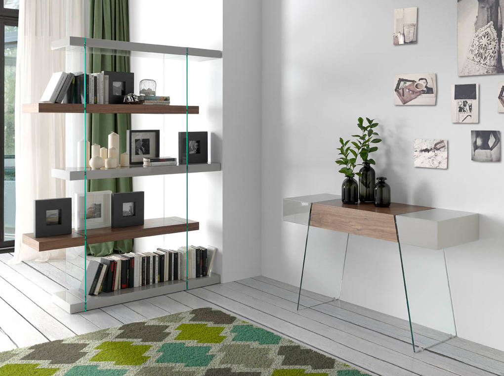 Consola din Nuc si Sticla cu Design Modern Angel Cerda