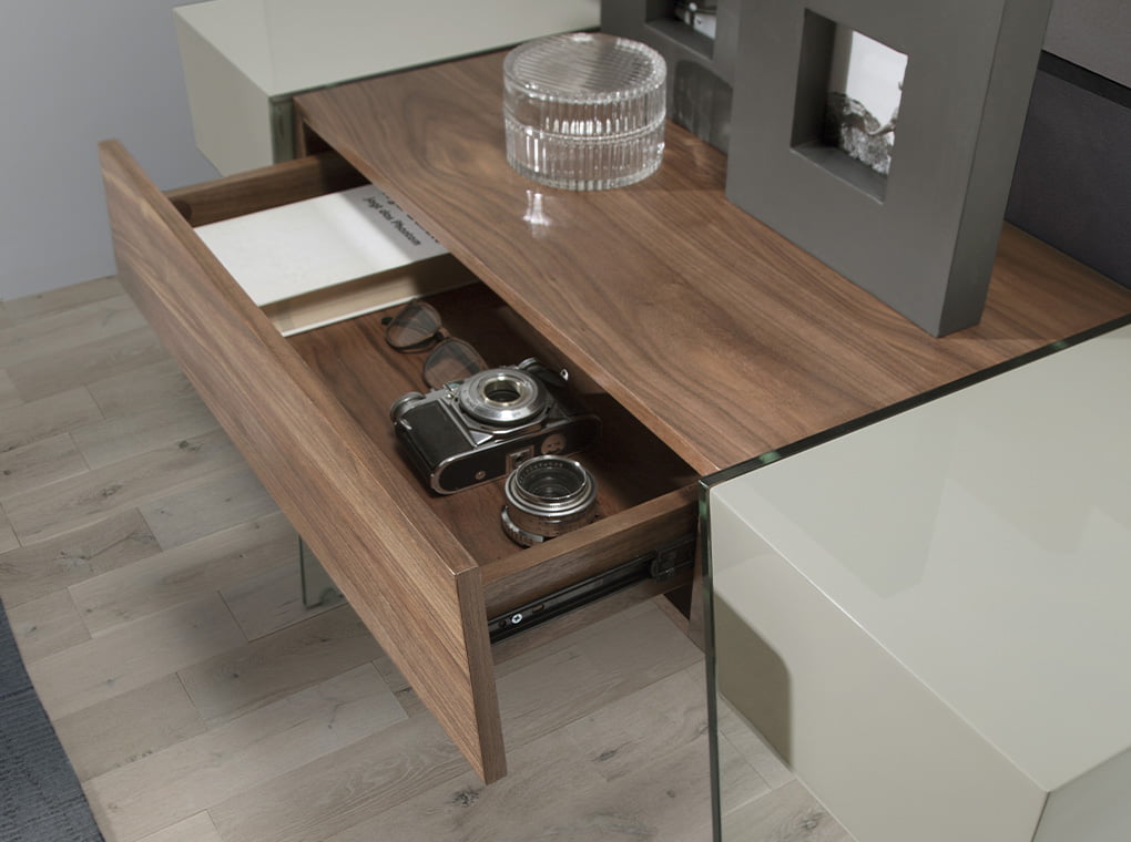 Consola din Nuc si Sticla cu Design Modern Angel Cerda