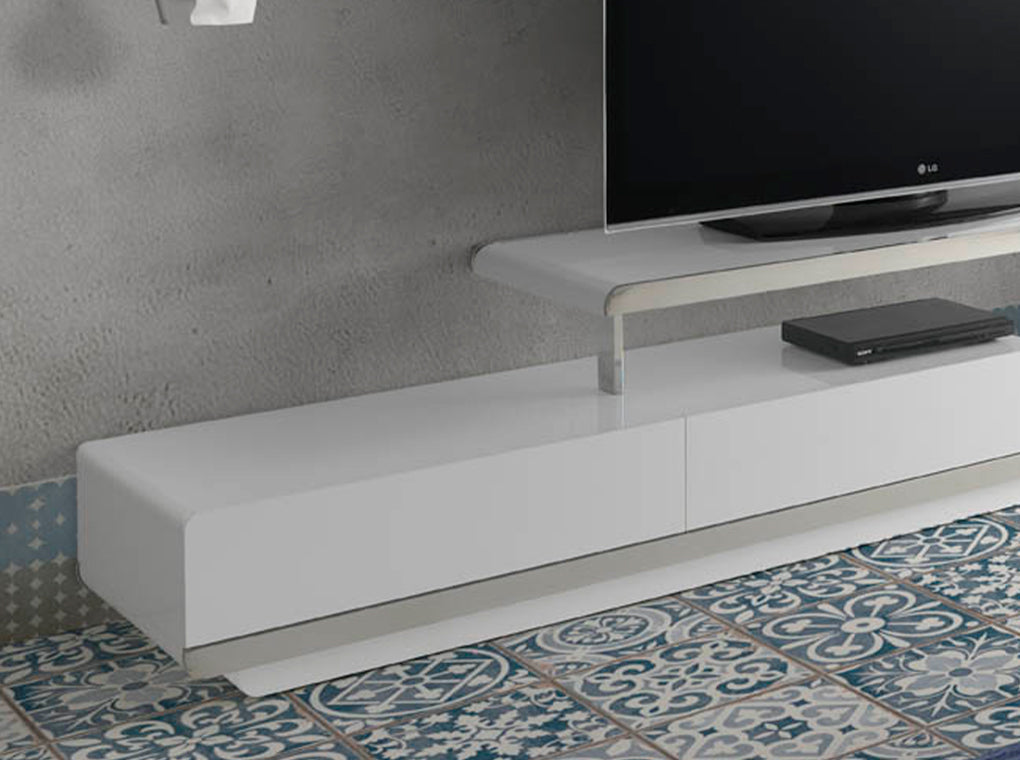 Comoda TV Alb si din Otel cu Spatiu de Depozitare Angel Cerda