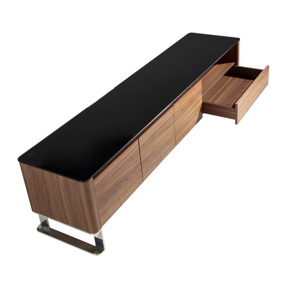 Comoda TV din Nuc si Sticla Neagra Angel Cerda