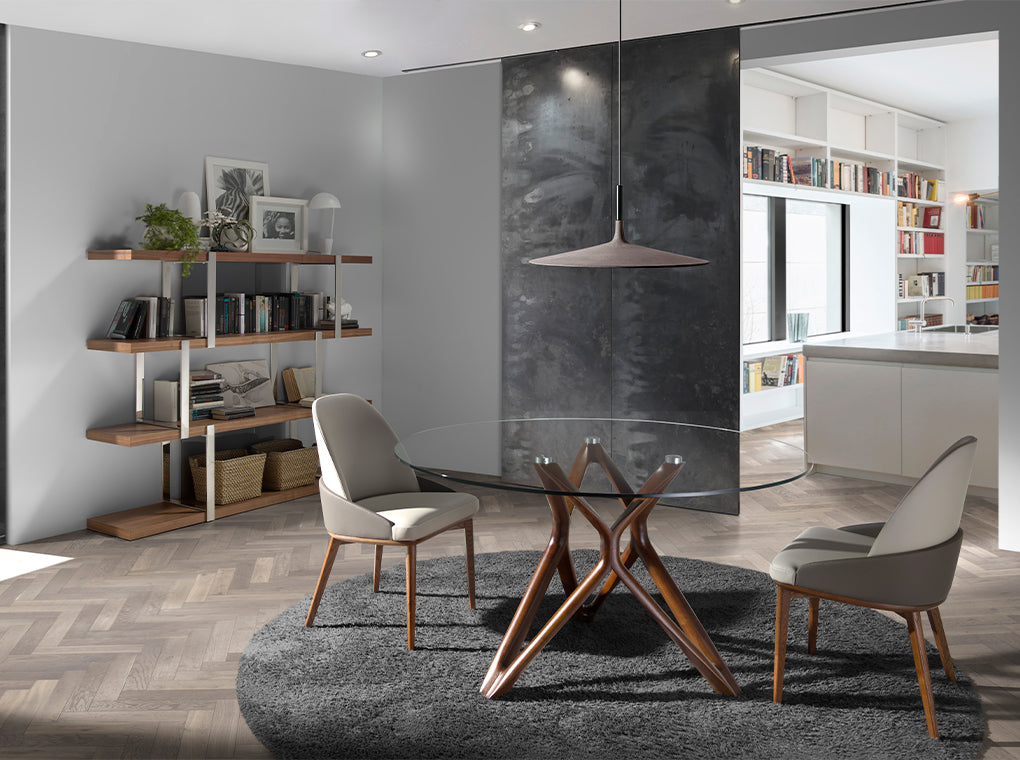 Biblioteca din Nuc cu Rafturi din Sticla Neagra Angel Cerda