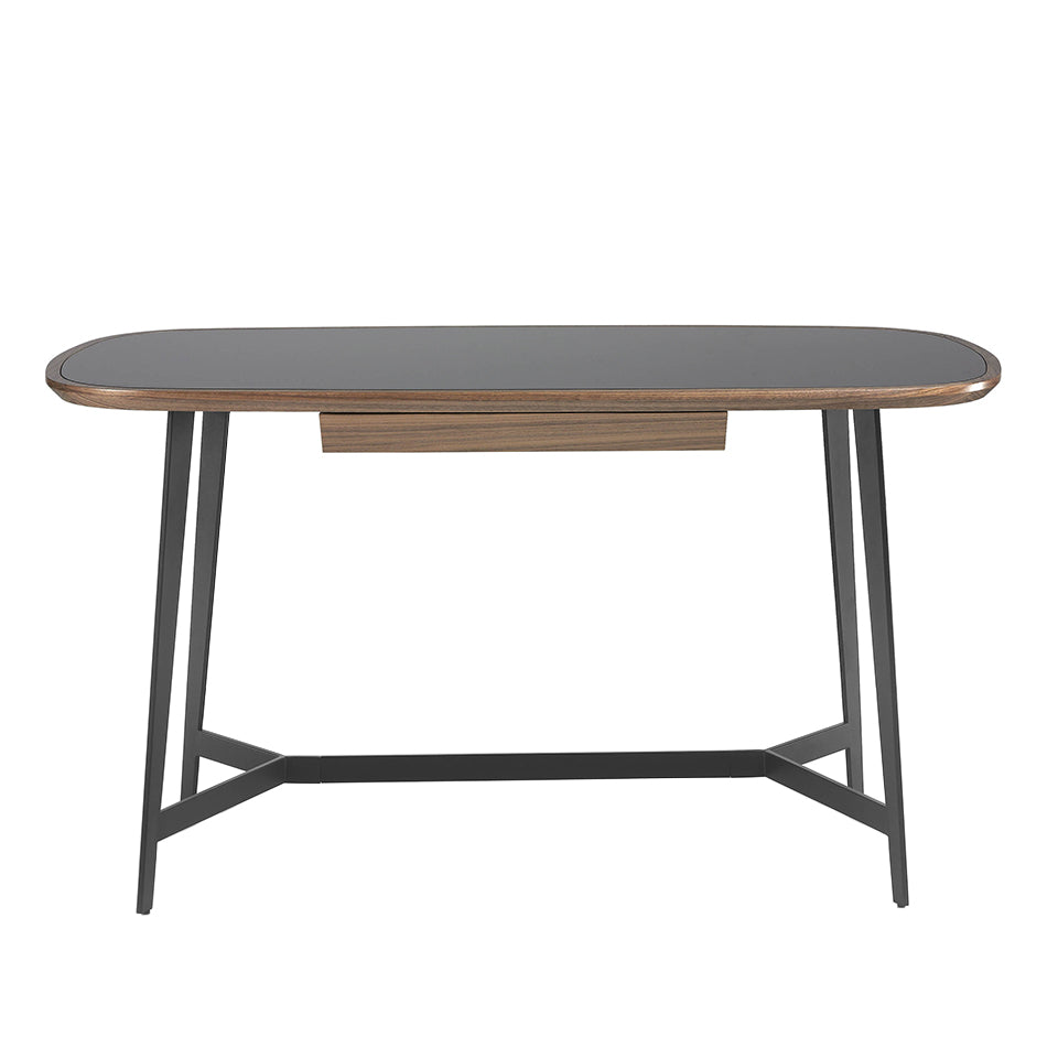 Birou din Lemn Masiv de Nuc si Sticla Neagra Angel Cerda