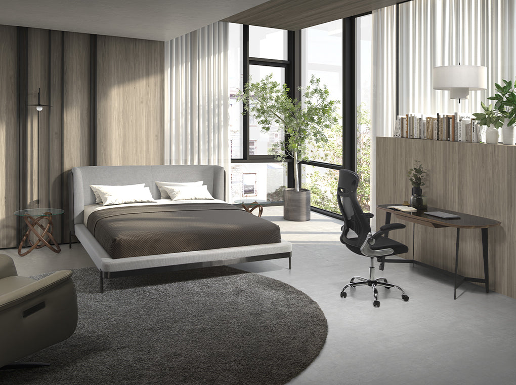 Birou din Lemn Masiv de Nuc si Sticla Neagra Angel Cerda