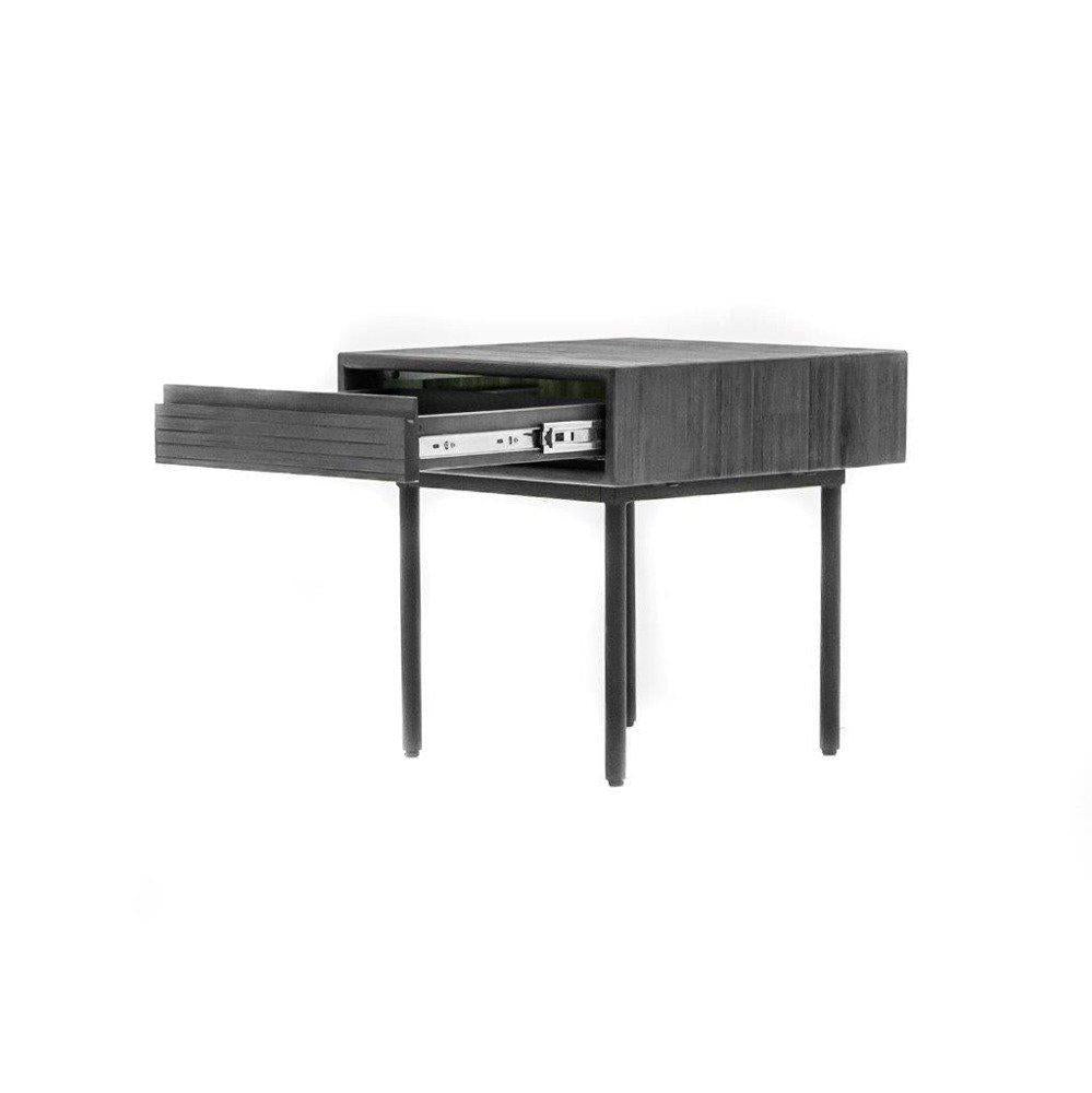 Noptiera Retro din Lemn de Acacia cu Manere Tundra Grey Livin Hill