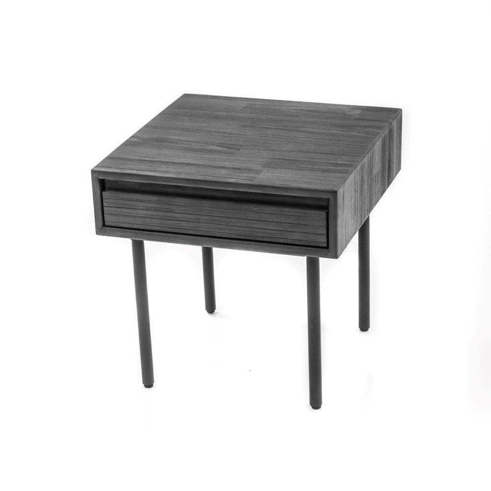 Noptiera Retro din Lemn de Acacia cu Manere Tundra Grey Livin Hill