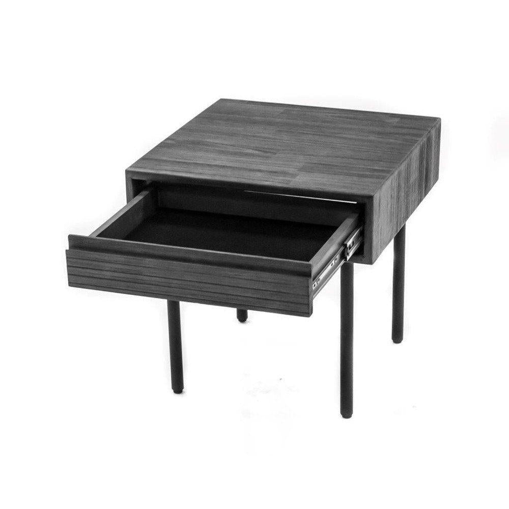 Noptiera Retro din Lemn de Acacia cu Manere Tundra Grey Livin Hill