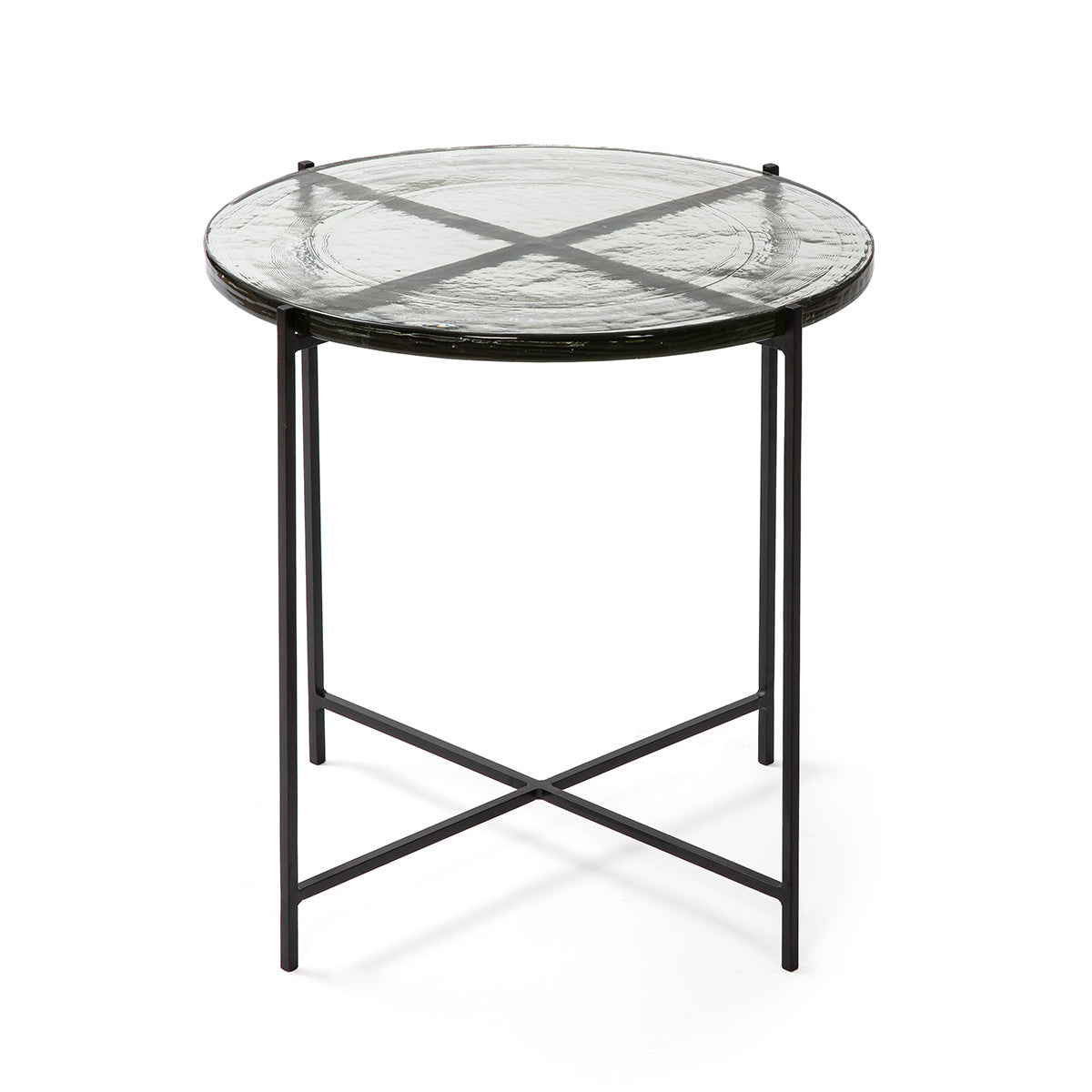 Masa Laterala Rustica Sticla Metal Negru Thai Natura