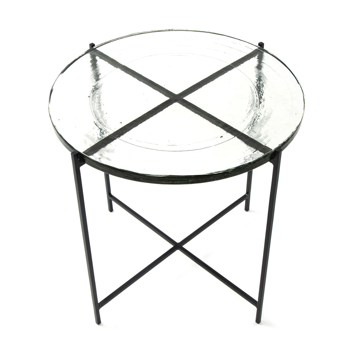 Masa Laterala Rustica Sticla Metal Negru Thai Natura