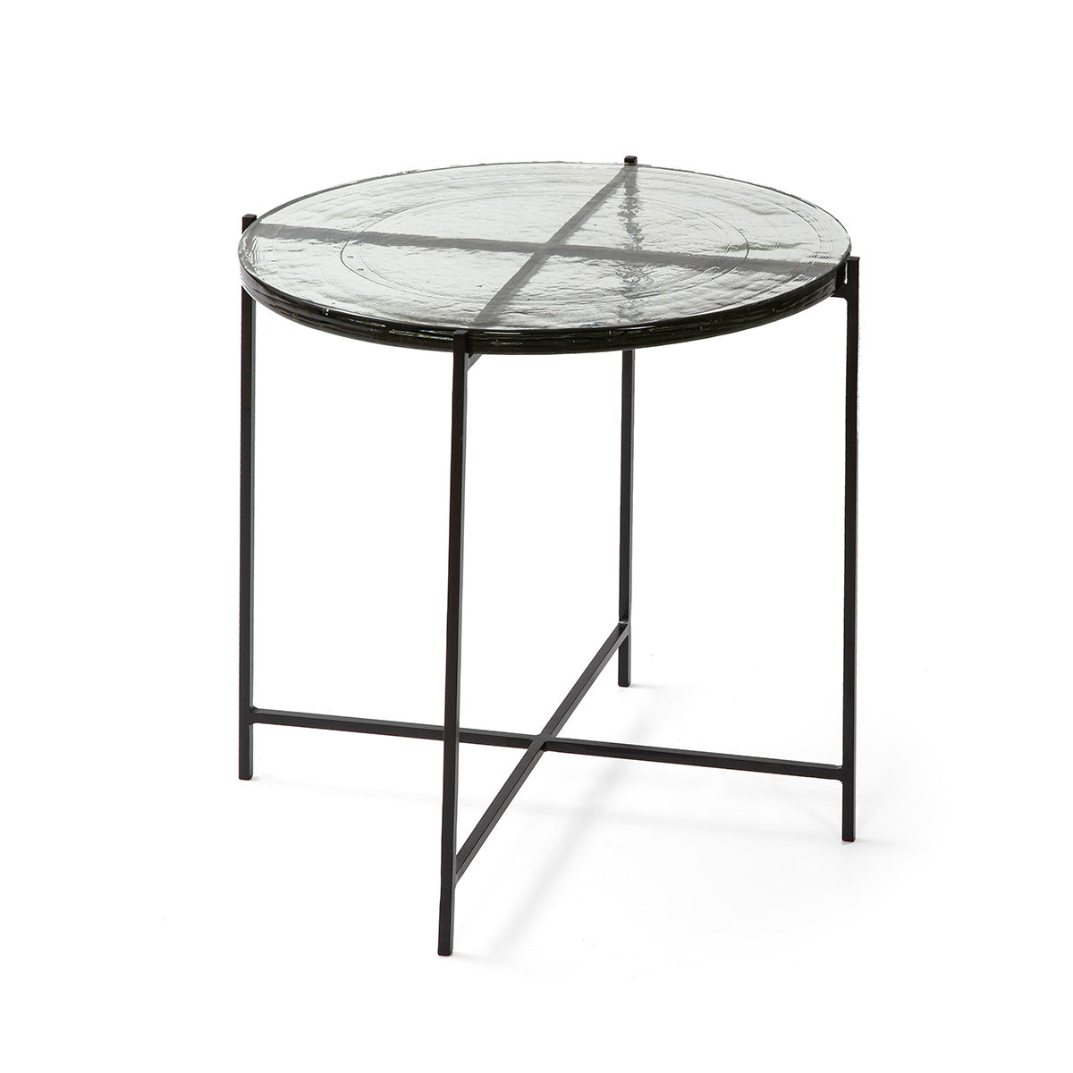 Masa Laterala Rustica Sticla Metal Negru Thai Natura