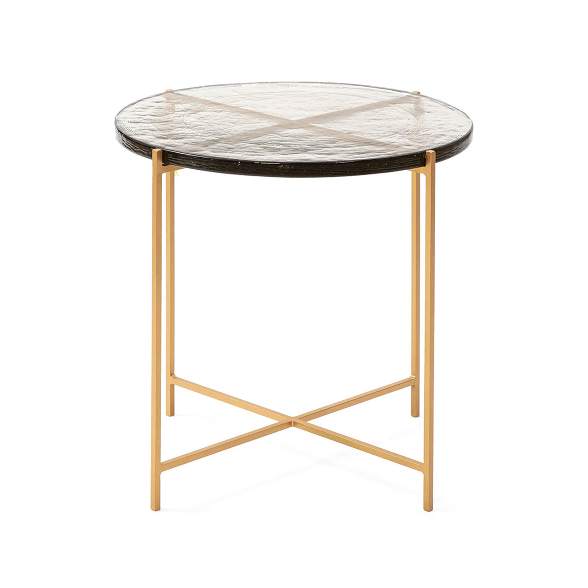 Masa Laterala Rustica din Sticla Metal Auriu Thai Natura