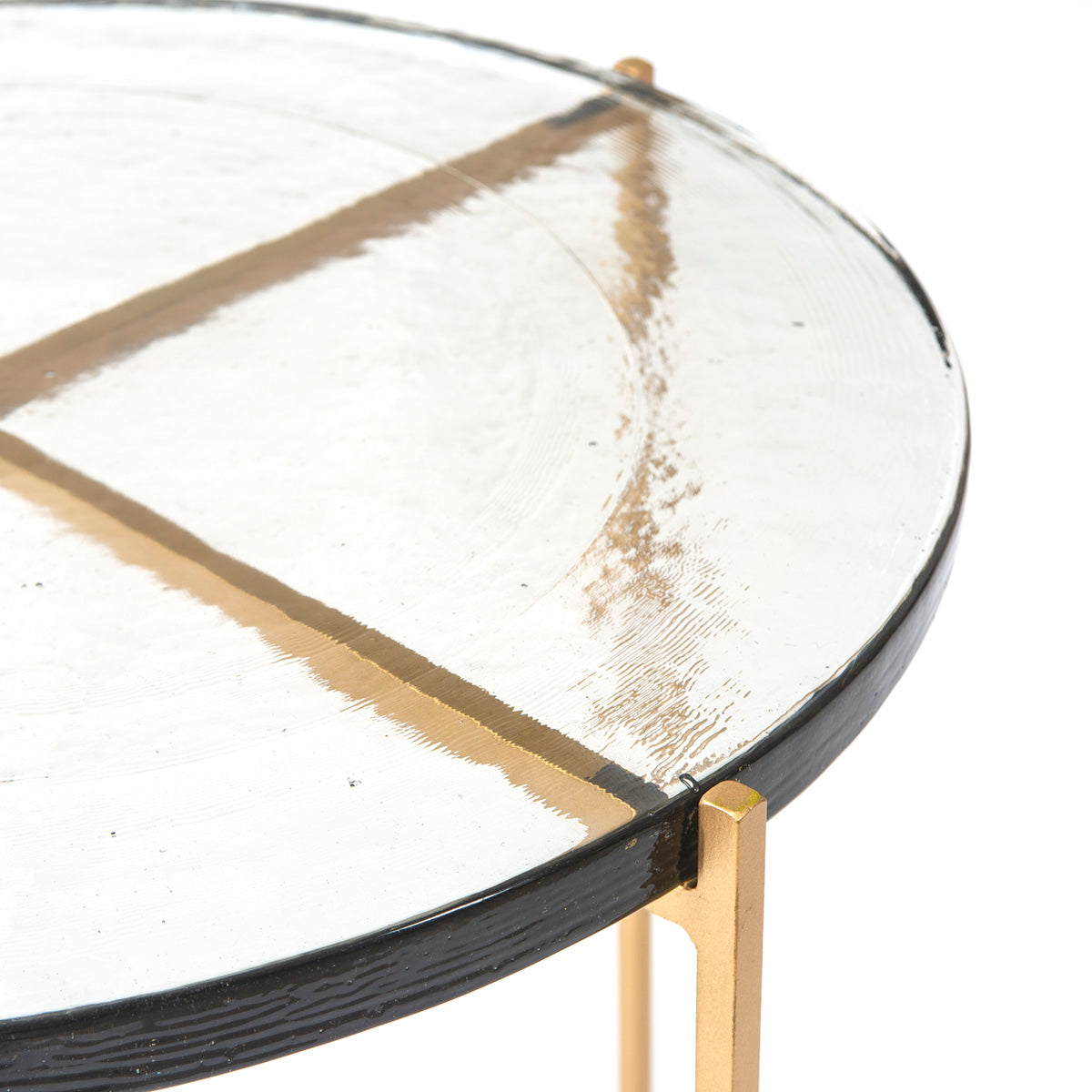 Masa Laterala Rustica din Sticla Metal Auriu Thai Natura