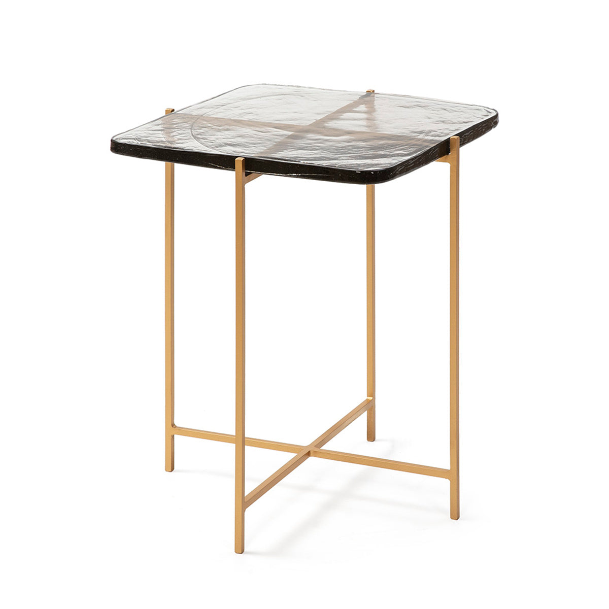 Masa Laterala Rustica Sticla Metal Auriu Thai Natura