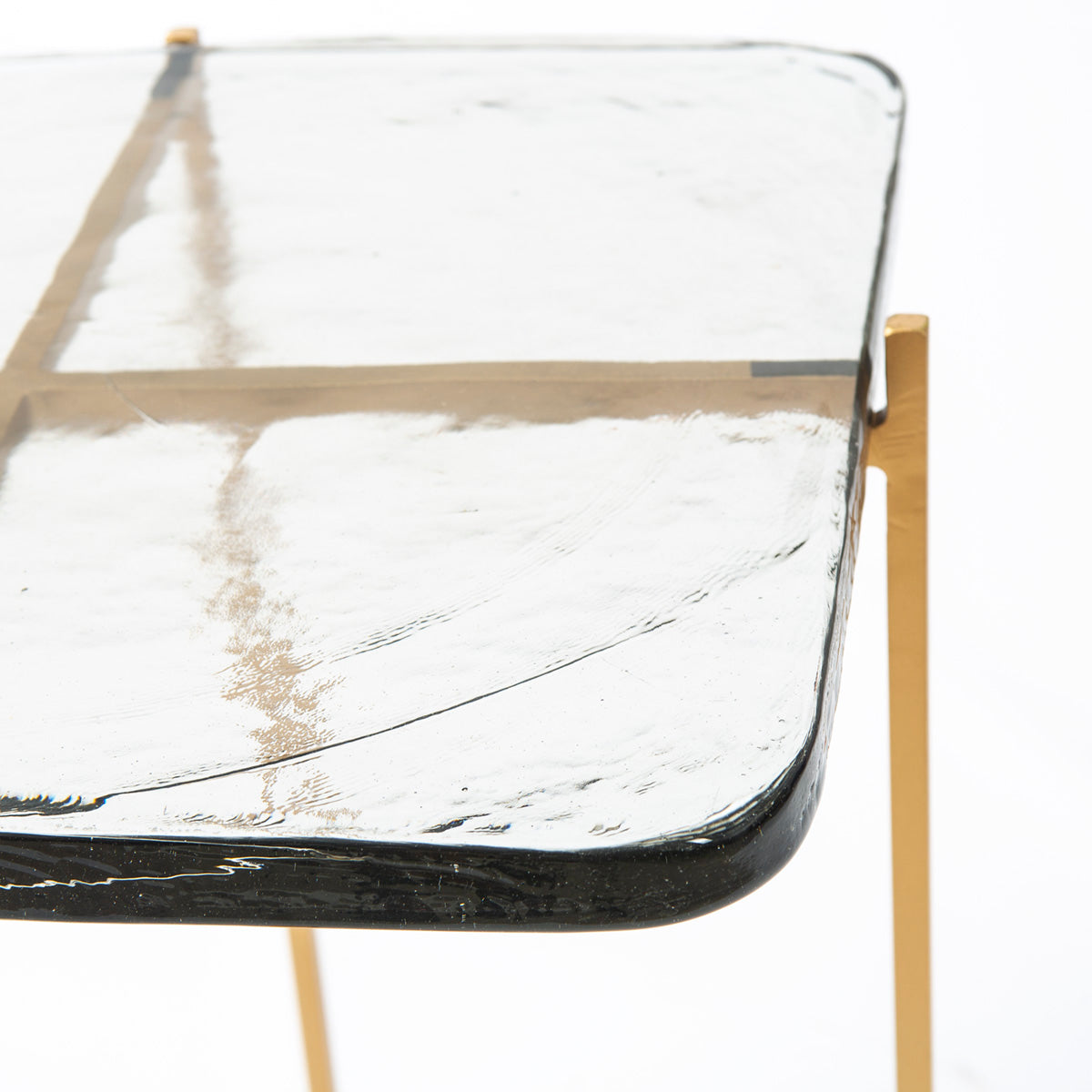 Masa Laterala Rustica Sticla Metal Auriu Thai Natura