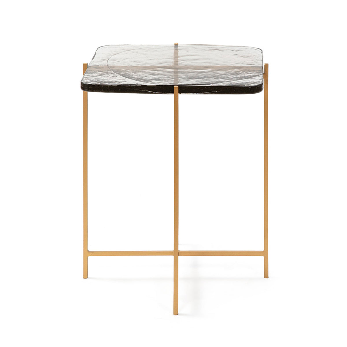 Masa Laterala Rustica Sticla Metal Auriu Thai Natura