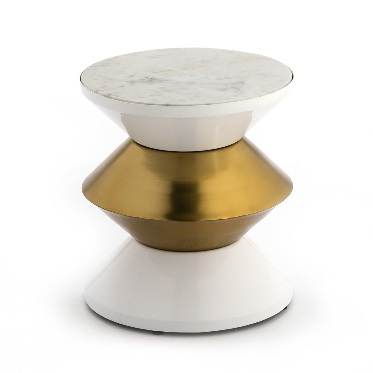 Masa Laterala din Marmura Alba Metal Alb Auriu Thai Natura
