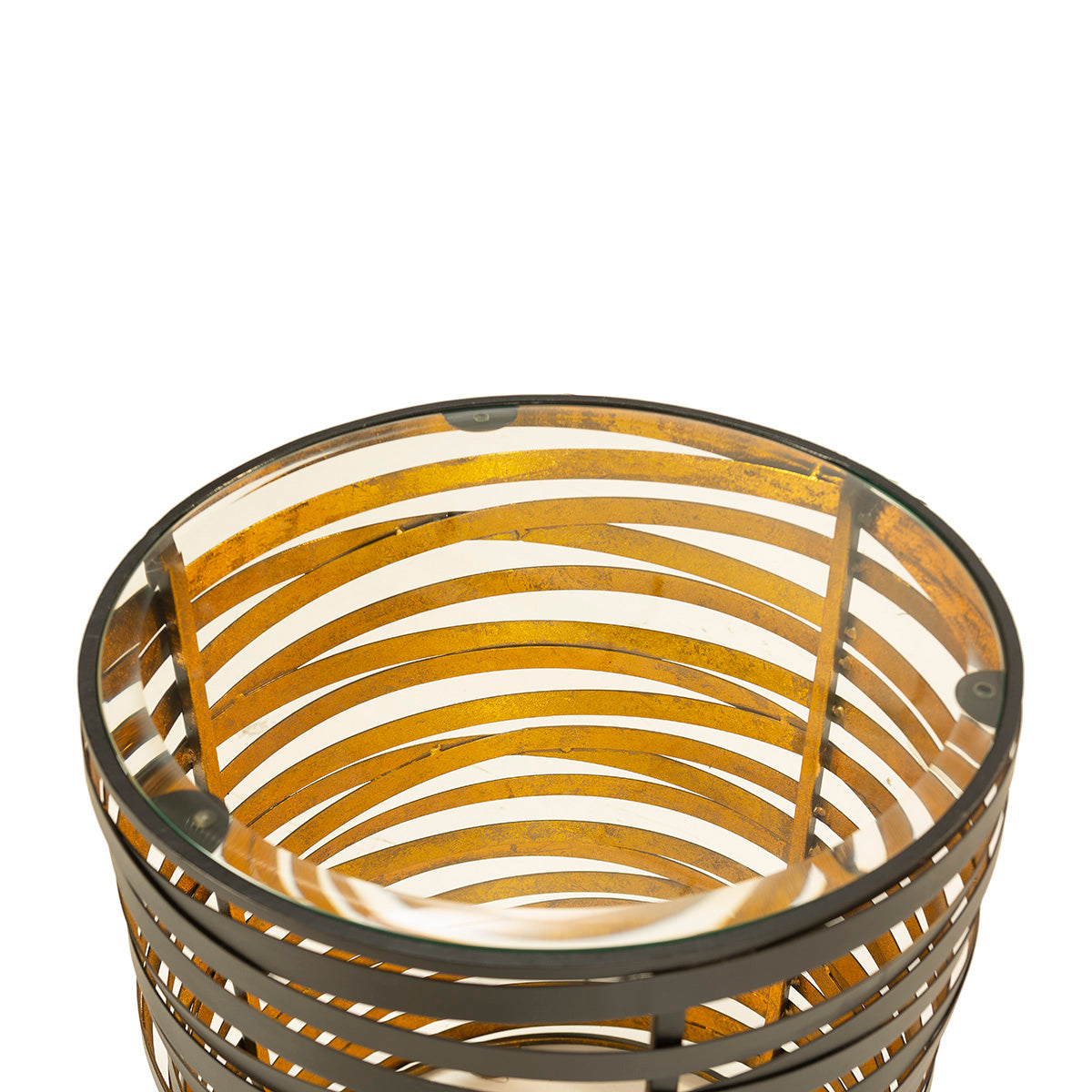 Masa Laterala Sticla Metal Negru Auriu Thai Natura