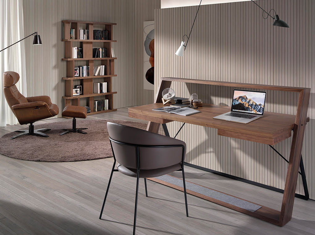 Birou din Lemn de Nuc si Otel Negru Angel Cerda
