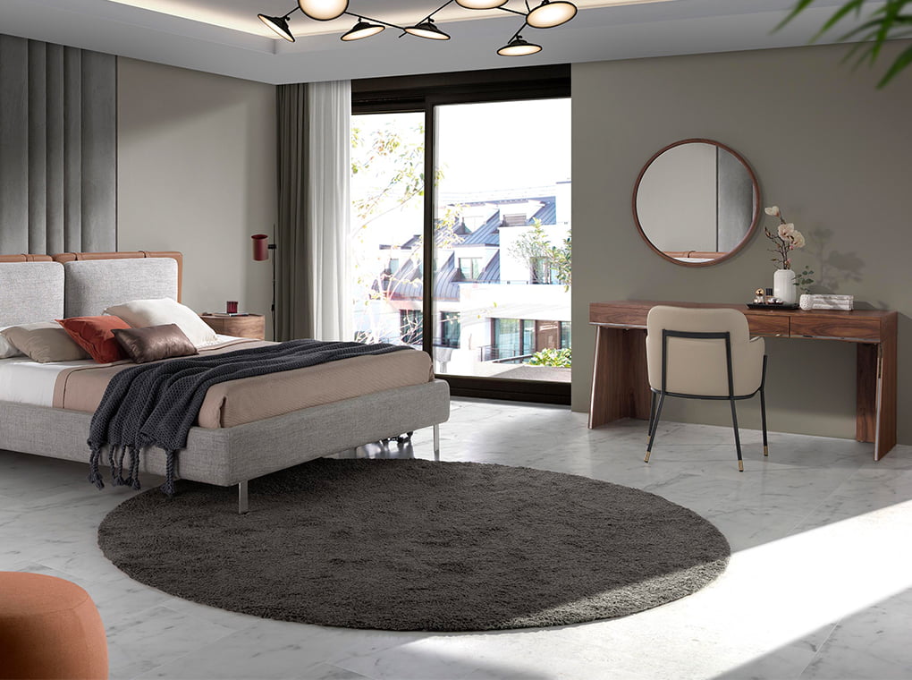 Birou din Lemn de Nuc cu Sertare si Suport Metalic Angel Cerda