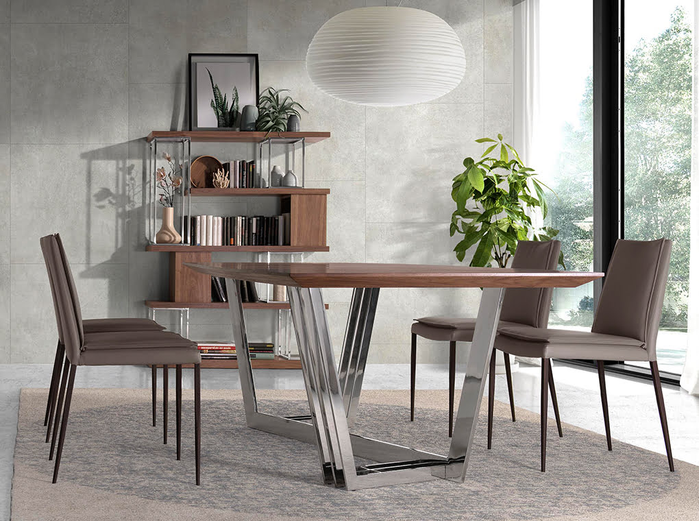 Biblioteca din Nuc si Otel Inoxidabil Cromat Angel Cerda