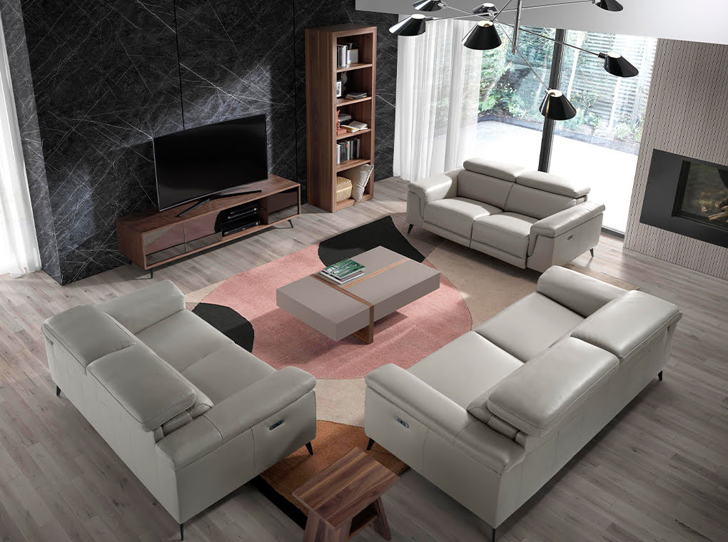 Comoda TV din Nuc cu Sticla Neagra Efect Oglinda Angel Cerda