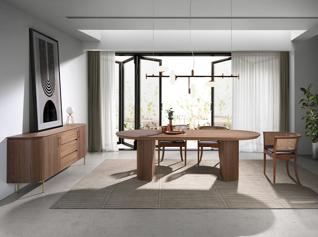 Comoda din Lemn de Nuc cu Suport Metalic Angel Cerda