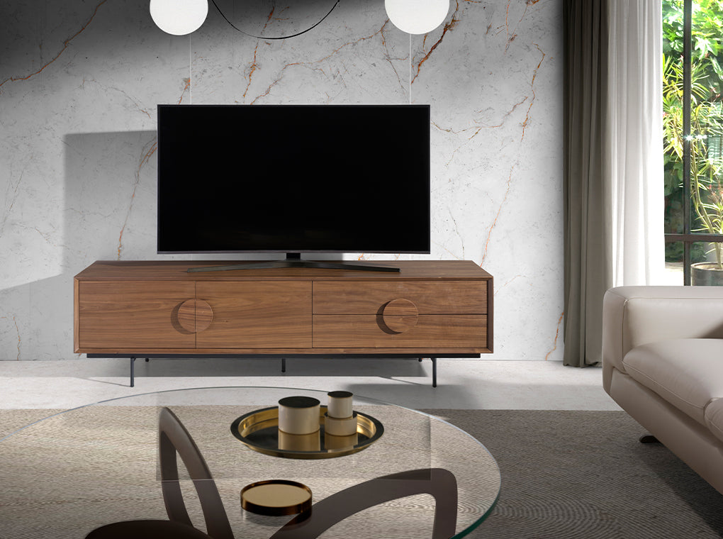 Comoda TV din Lemn de Nuc cu Picioare din Otel Negru Angel Cerda