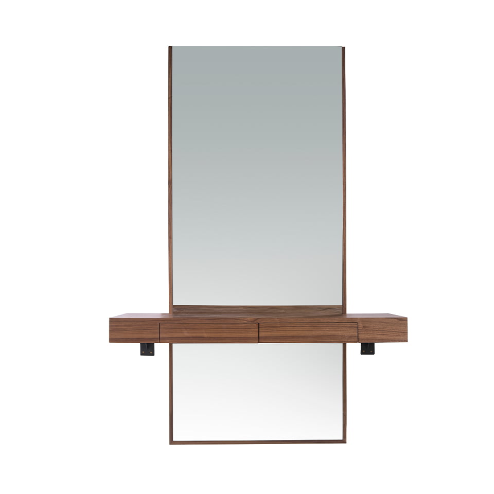 Oglindă de lux pentru hol cu mobilier integrat, furnir nuc natural și sertare soft-close 3235 Angel Cerdá