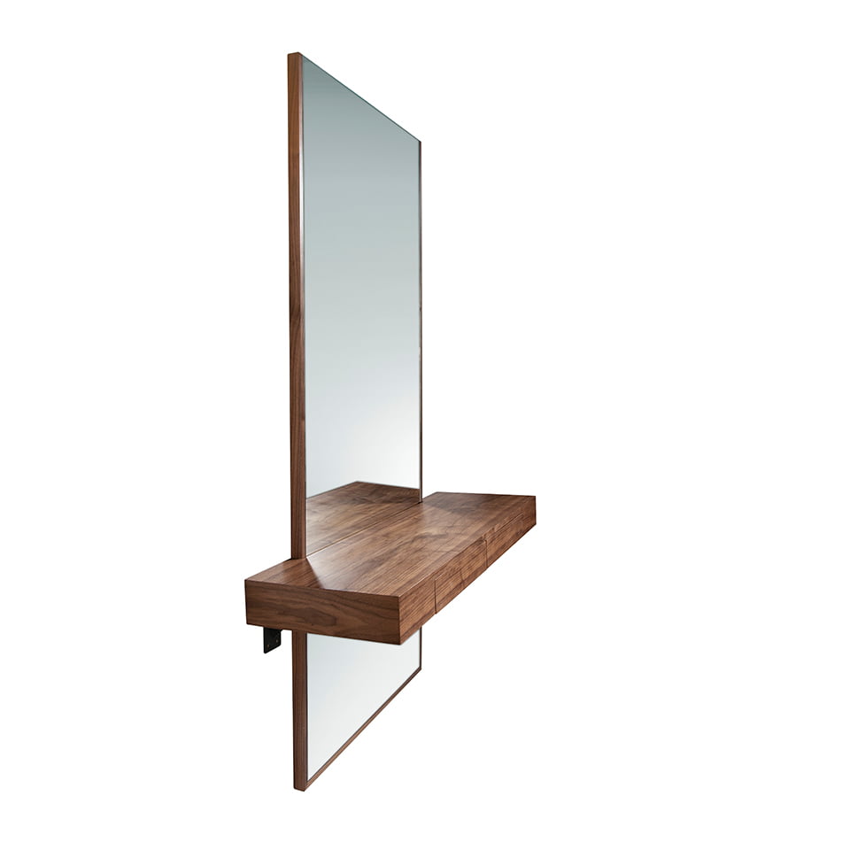 Oglindă de lux pentru hol cu mobilier integrat, furnir nuc natural și sertare soft-close 3235 Angel Cerdá