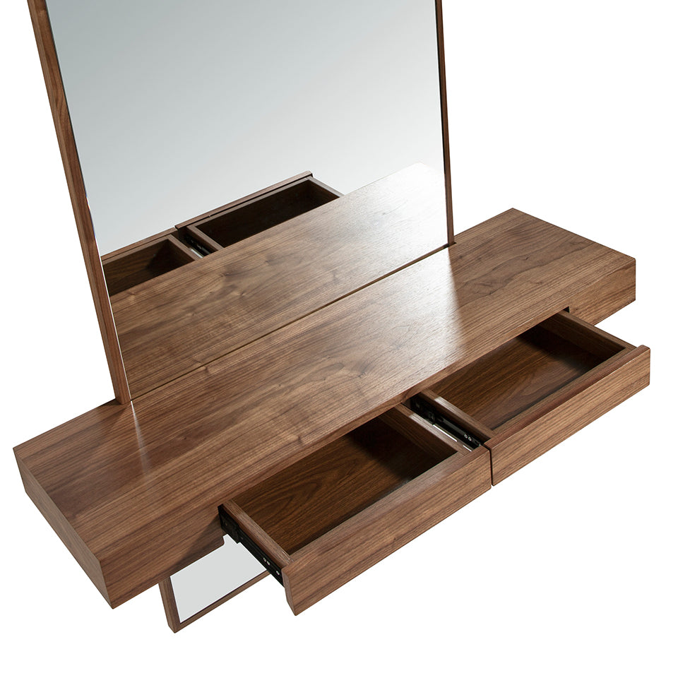Oglindă de lux pentru hol cu mobilier integrat, furnir nuc natural și sertare soft-close 3235 Angel Cerdá