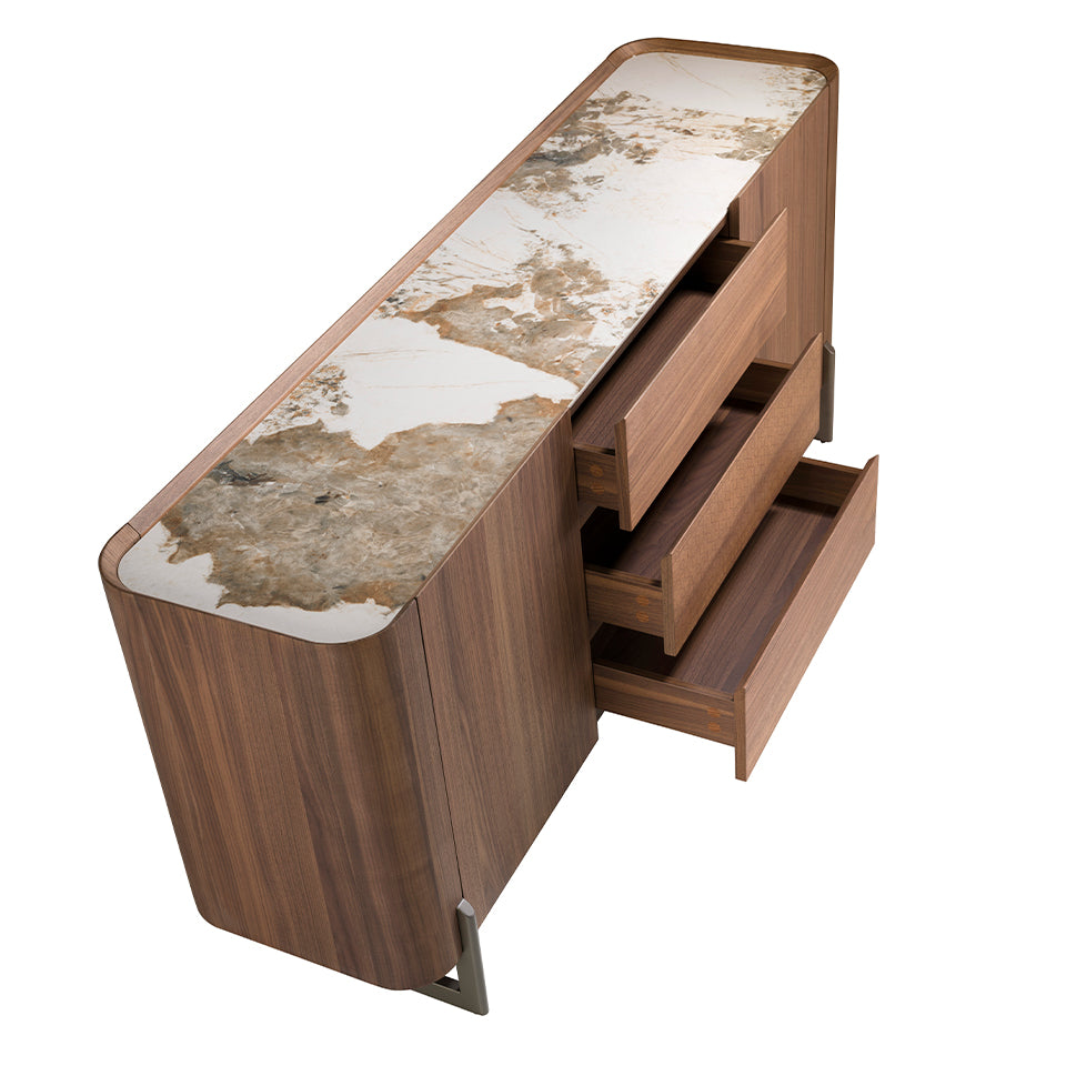 Comoda din Nuc cu Blat de Marmura Portelanata Angel Cerda