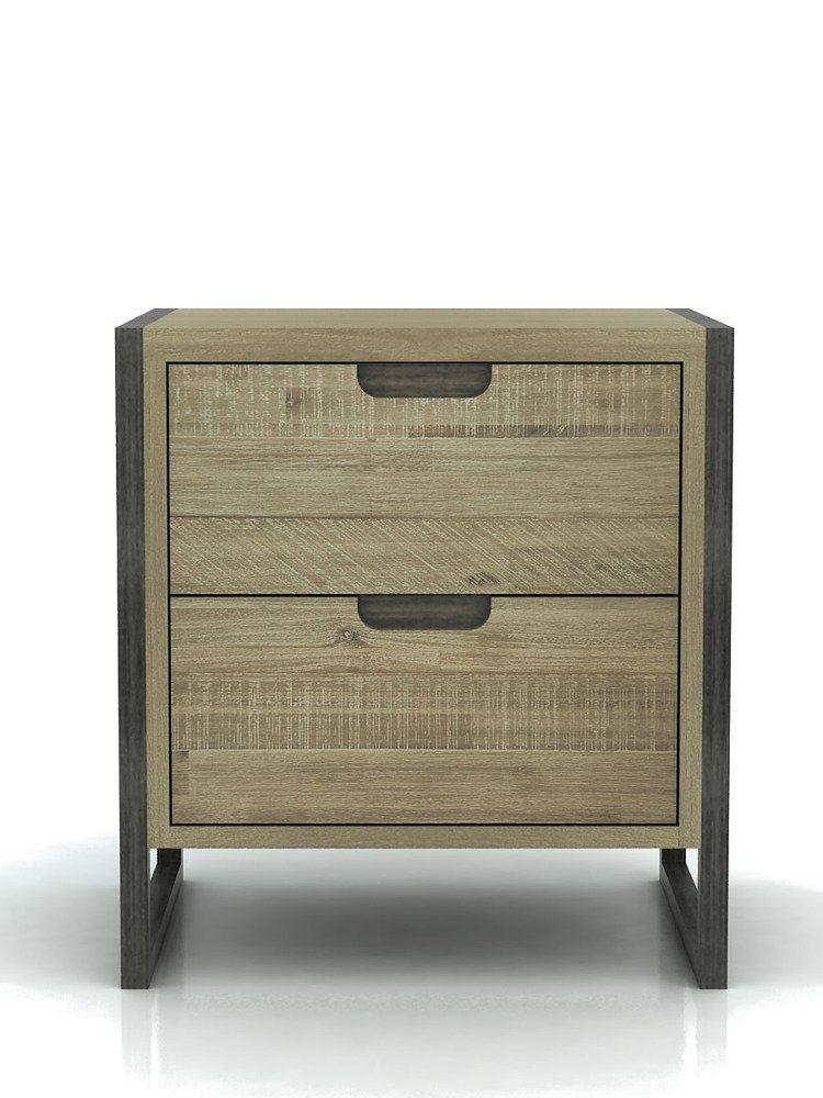 Noptiera Loft din Lemn de Acacia cu Picioare Metalice Livin Hill