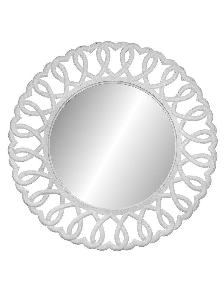 Oglinda Rotunda Alba cu Rama Sculptata Stil Provensal Livin Hill