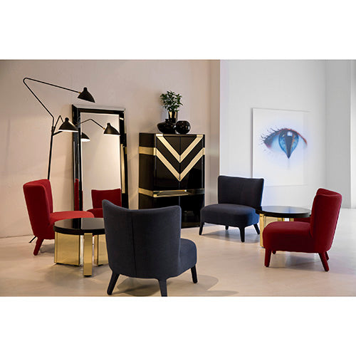 Comoda Bar cu Sticla Neagra Oglinda Aurie Thai Natura