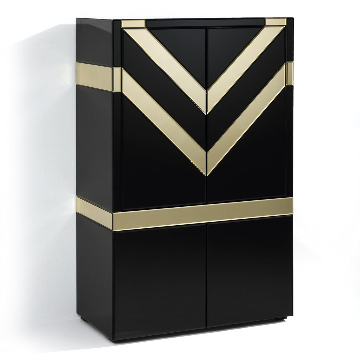 Comoda Bar cu Sticla Neagra Oglinda Aurie Thai Natura