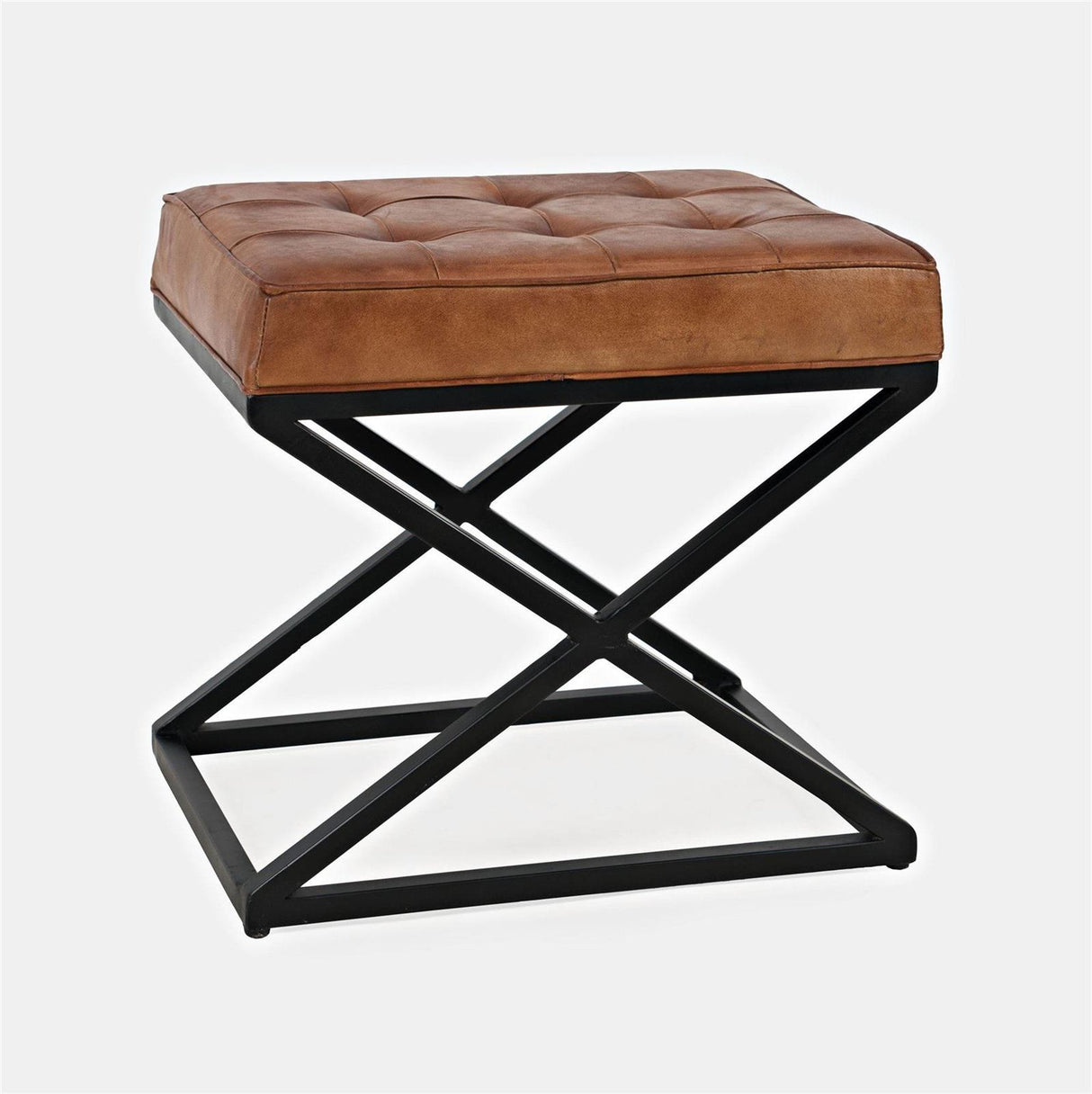 Taburet Industrial din Piele Maro-Ruginiu cu Cadru Negru Livin Hill