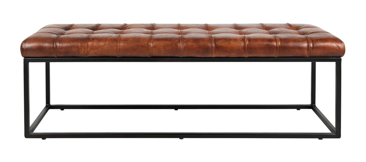 Bancheta Tapitata din Piele Naturala si Cadru Negru Livin Hill