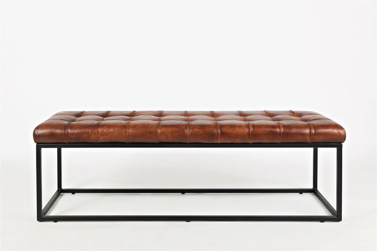 Bancheta Tapitata din Piele Naturala si Cadru Negru Livin Hill