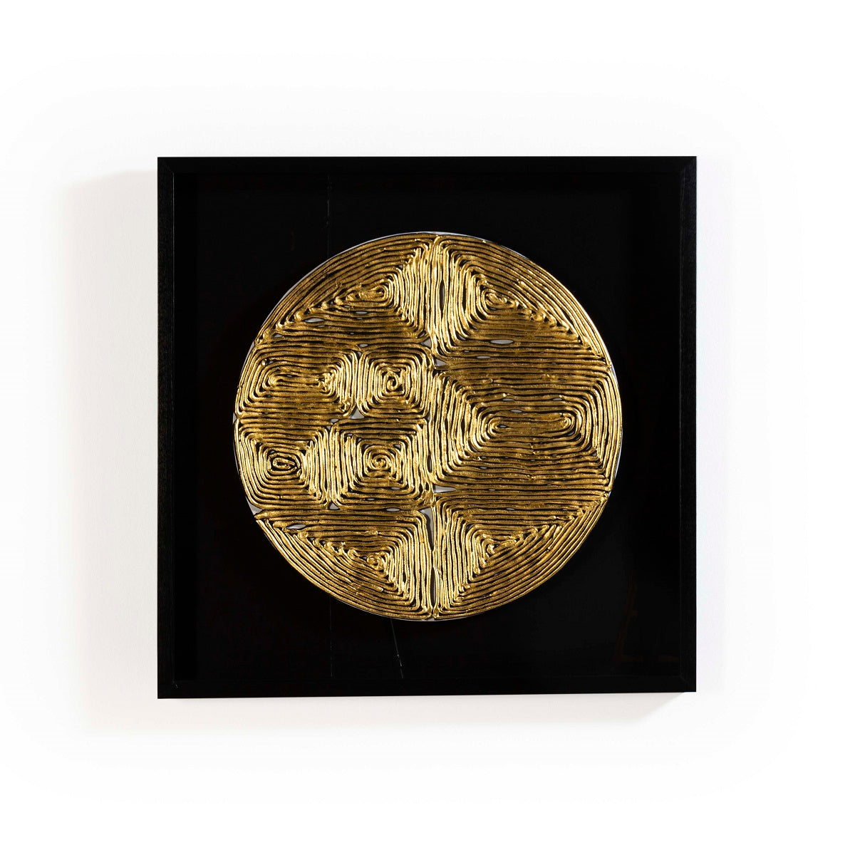 Tablou din Lemn si Argila Negru Auriu Thai Natura