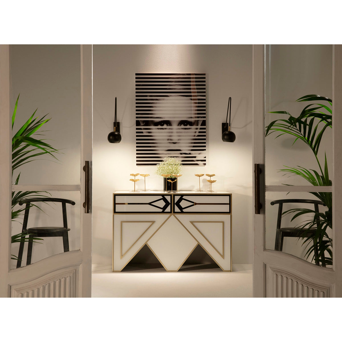 Aplica de Perete Metal Negru Auriu Thai Natura