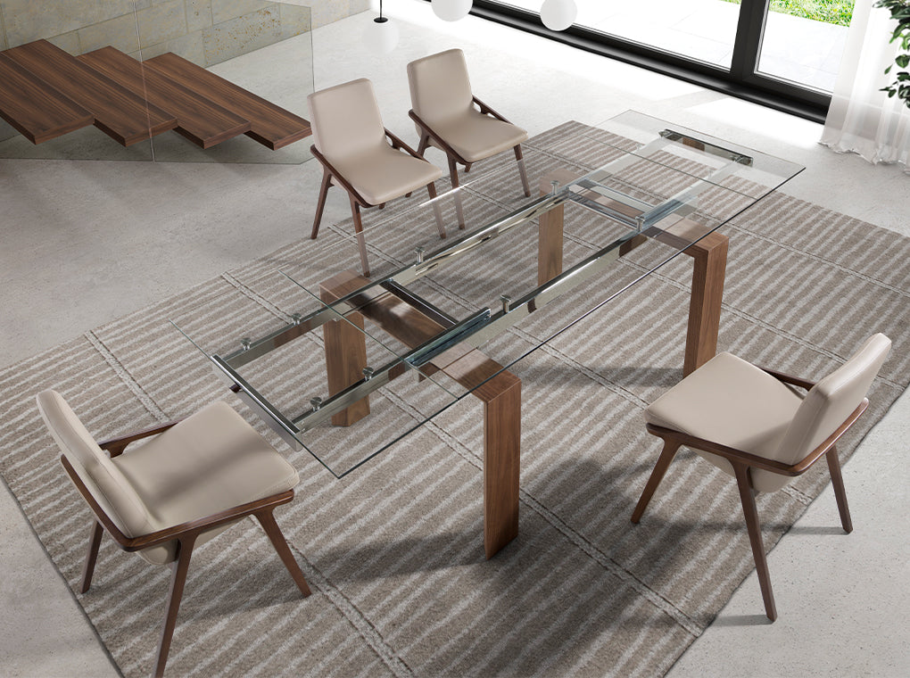 Scaun Bej din Nuc cu Piele Ecologica Angel Cerda