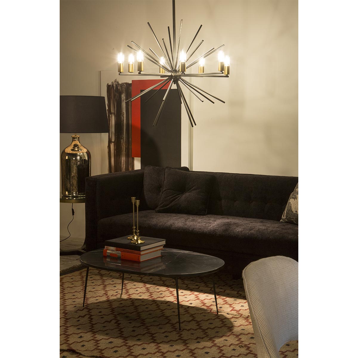 Masa de Cafea din Metal Marmura Neagra Mat Thai Natura