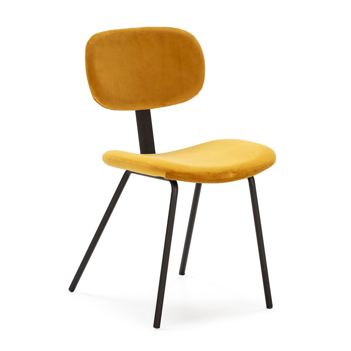 Scaun Metal Negru cu Catifea Galbena Thai Natura