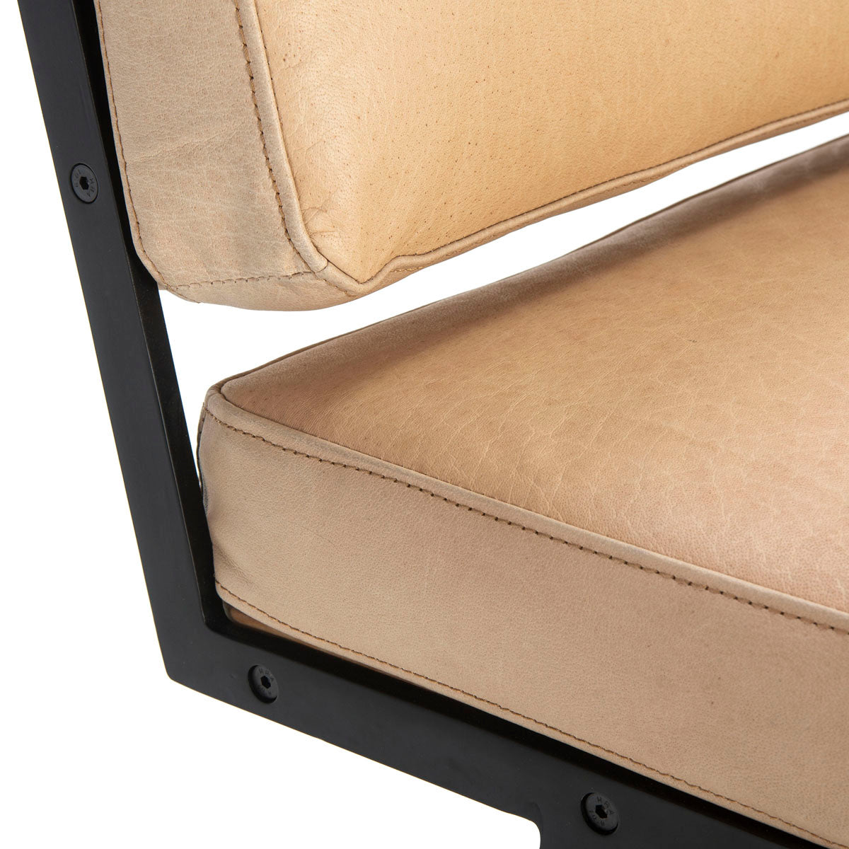 Fotoliu din Piele Crem cu Cadru Metalic Lemn Natural Thai Natura